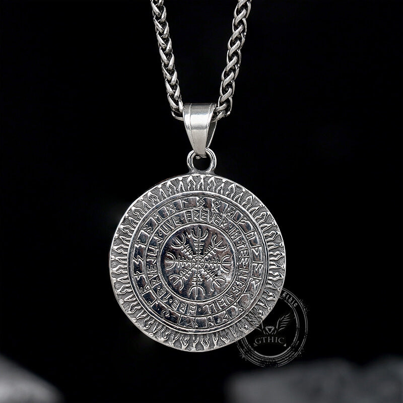 Colgante vikingo de acero inoxidable Aegishjalmur con el Árbol de la Vida