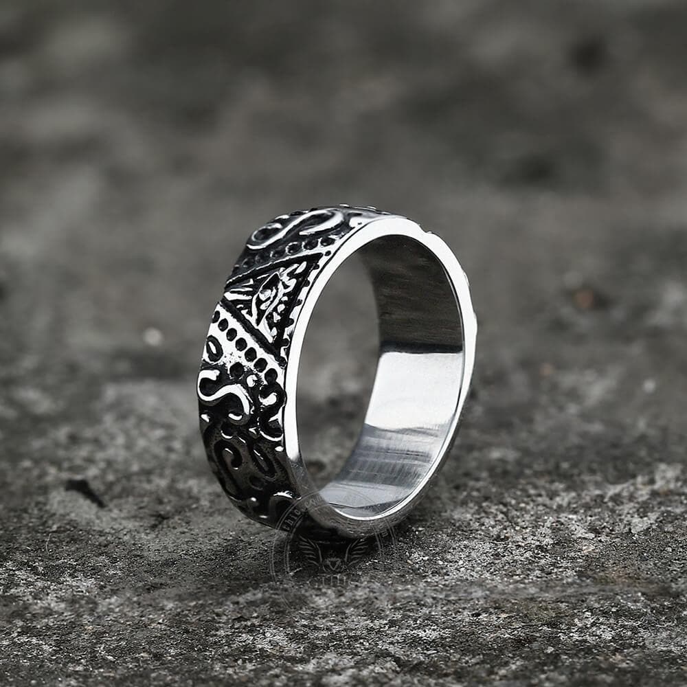 Anillo masónico de acero inoxidable con el Ojo de la Providencia Triangular