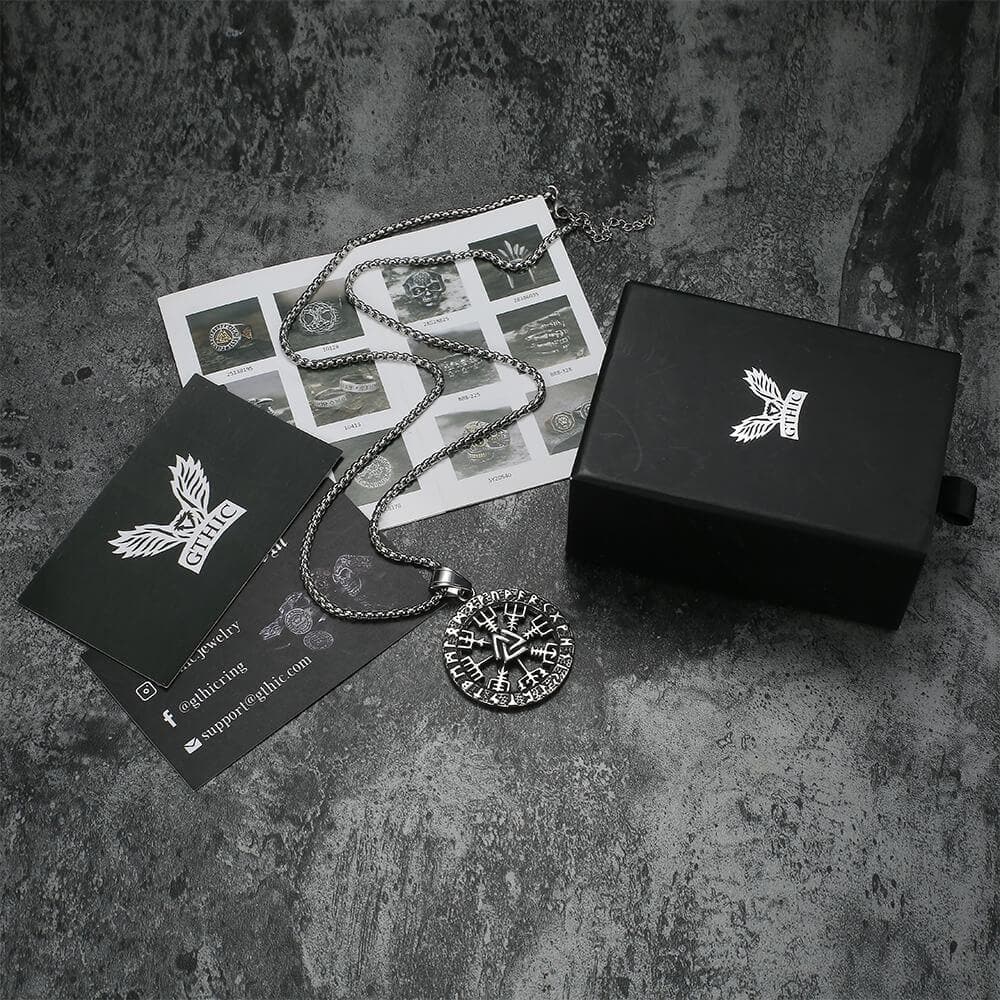 Colgante vikingo de acero inoxidable con brújula triangular Valknut