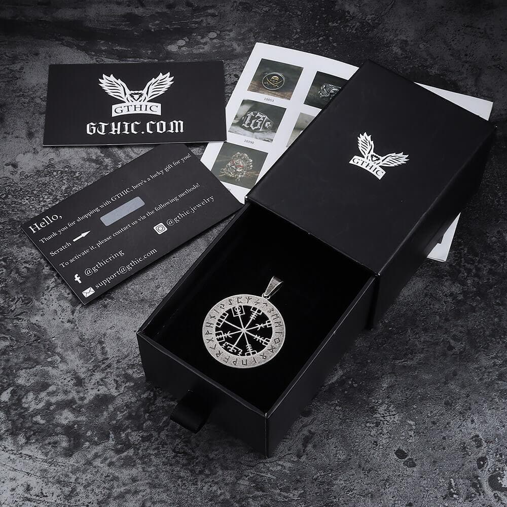 Colgante de acero inoxidable con brújula vikinga Vegvisir