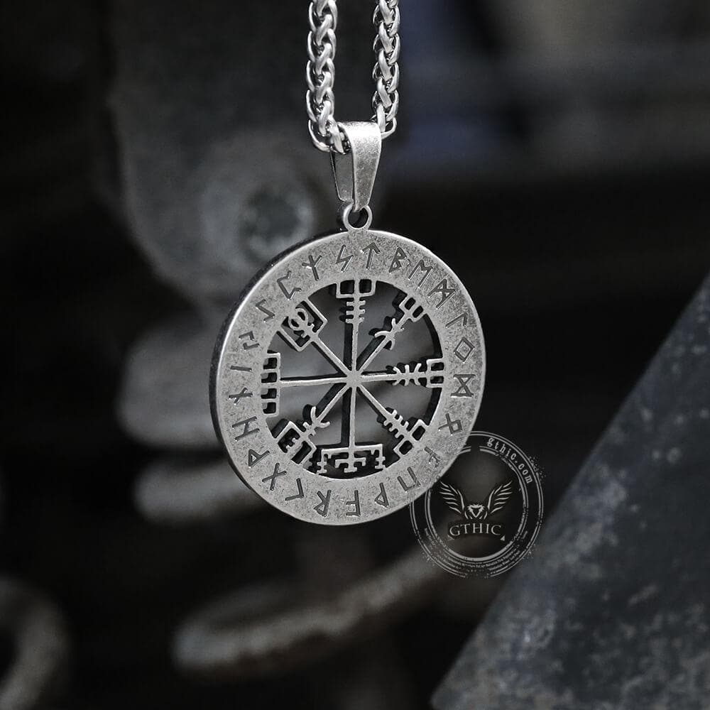 Colgante de acero inoxidable con brújula vikinga Vegvisir
