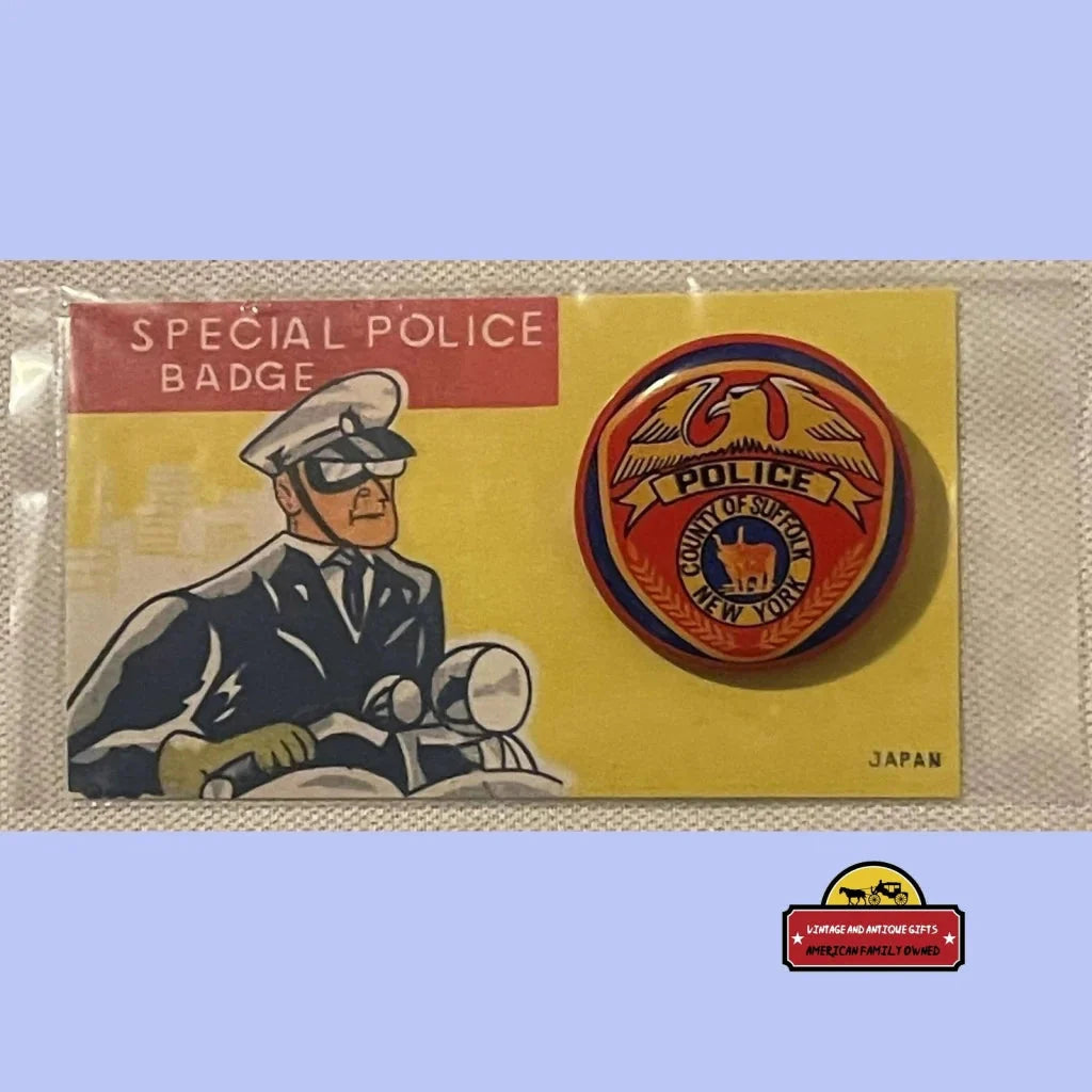 Rare 1960s Suffolk NY Vintage Tin Litho Special Police Badge