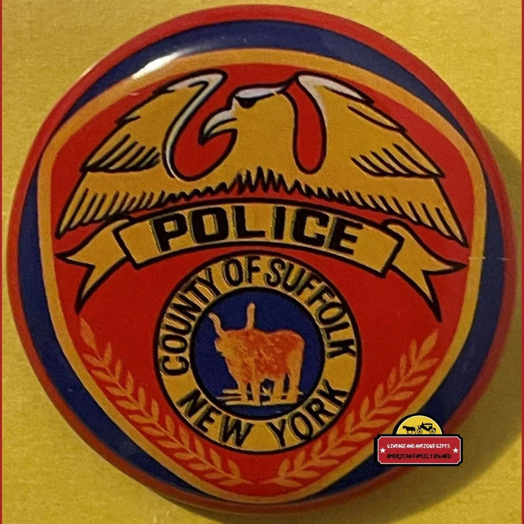 Rare 1960s Suffolk NY Vintage Tin Litho Special Police Badge