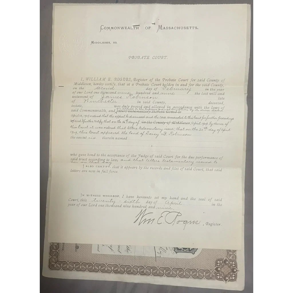 Rare 1900s VT & MA Railroad Stock Certificate Treasure