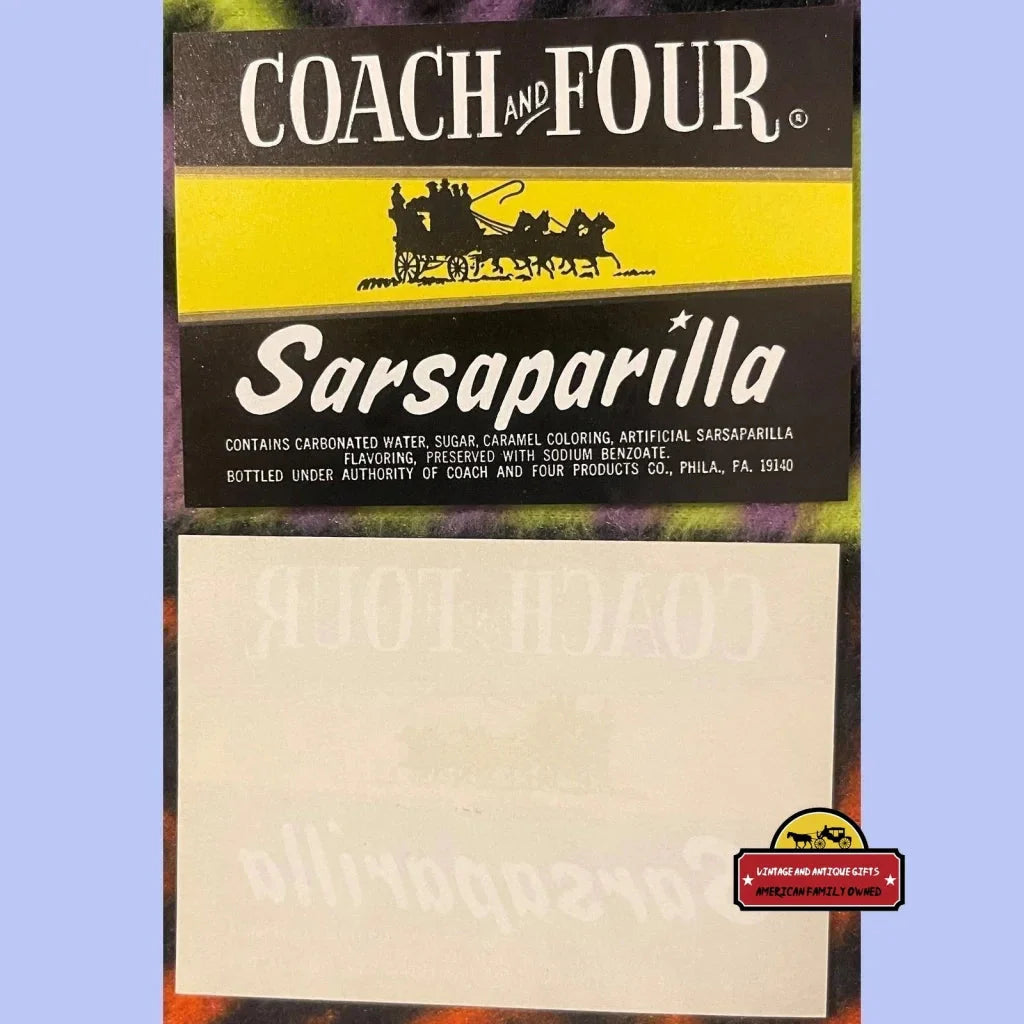 Rare Combo Vintage Coach and Four Soda Labels from 1960s