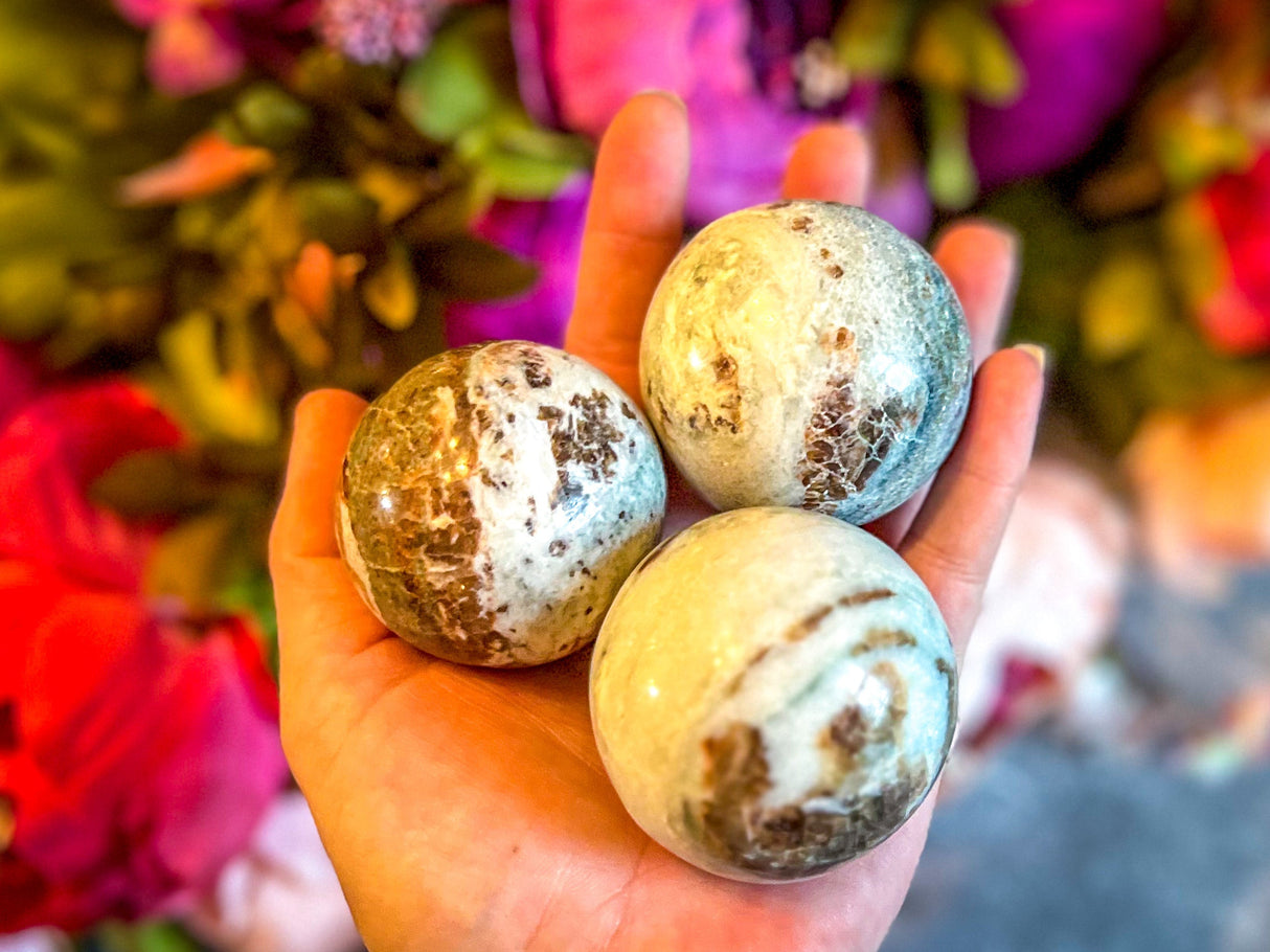 Vesuvianite and Garnet Crystal Spheres, ethically sourced