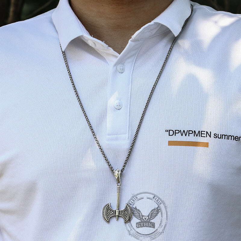 Colgante de acero inoxidable con hacha de batalla vikinga