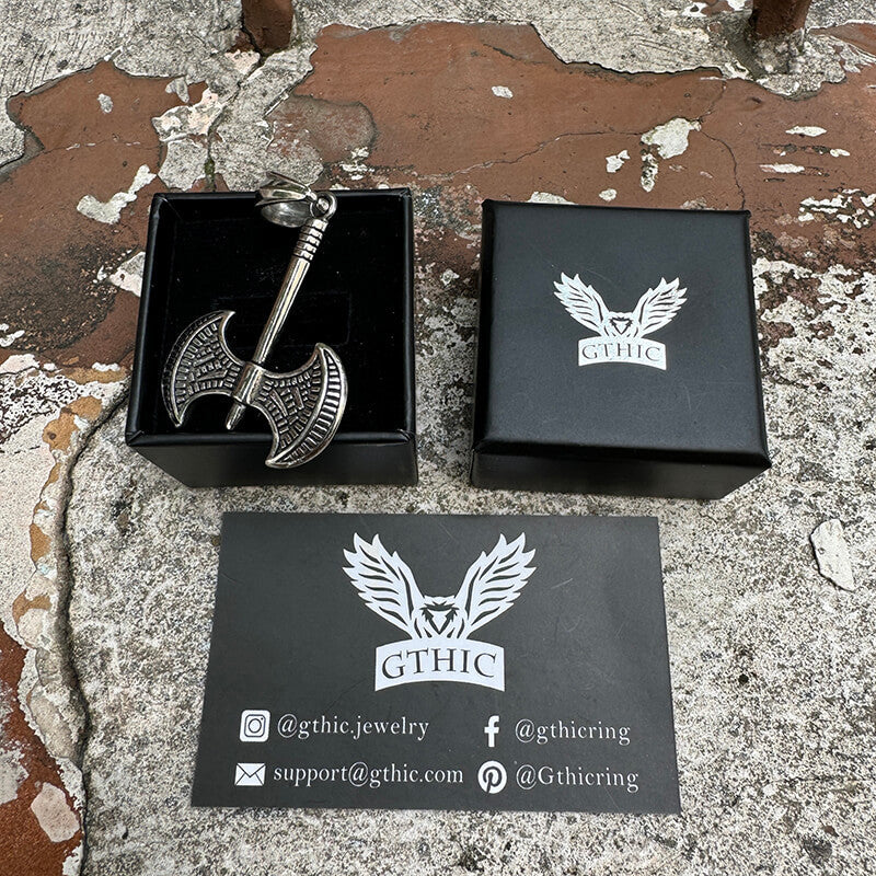 Colgante de acero inoxidable con hacha de batalla vikinga
