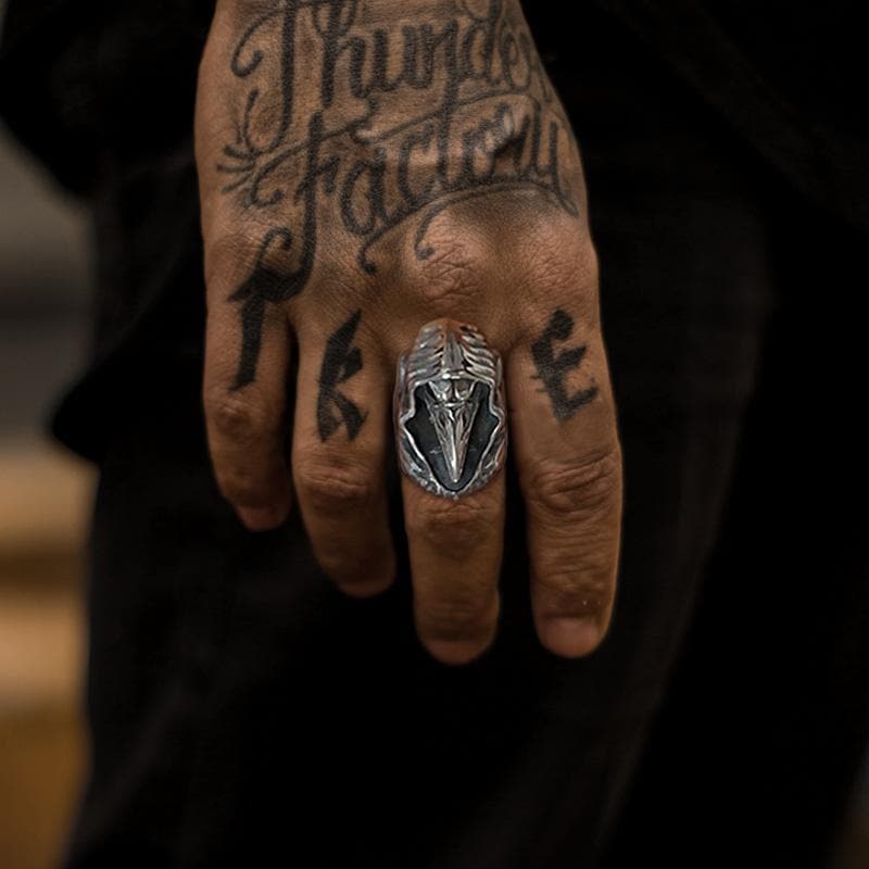 Viking Ravens Hugin Stainless Steel Ring