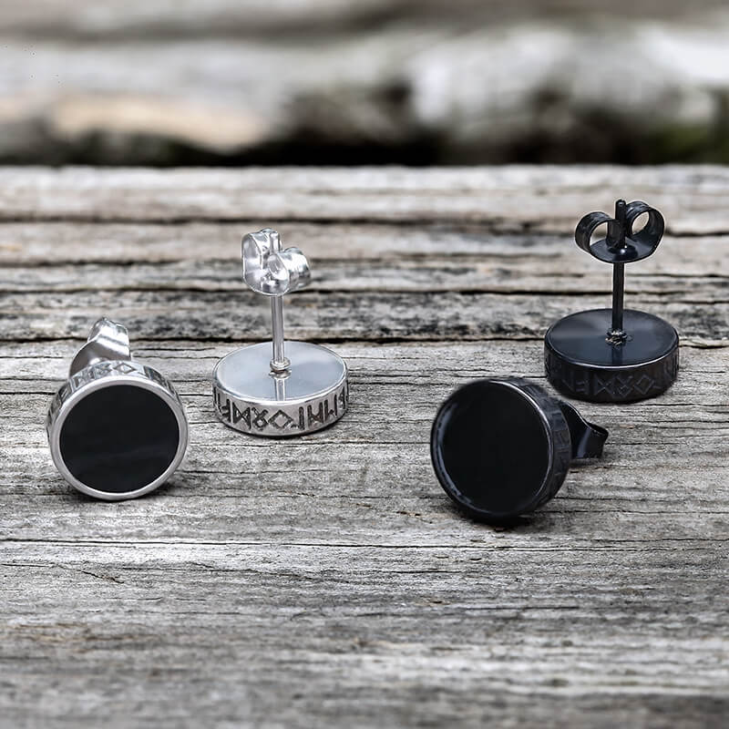 Pendientes de acero inoxidable con runas vikingas