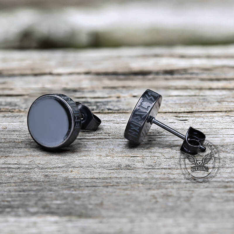 Pendientes de acero inoxidable con runas vikingas