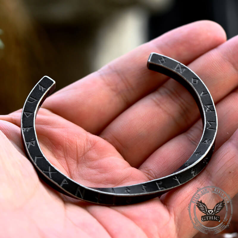 Viking Runes Twist Cuff Stainless Steel Bracelet