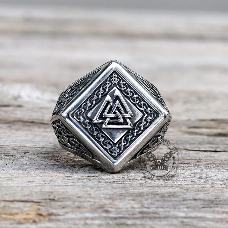 Anillo de acero inoxidable con nudo celta vikingo Valknut