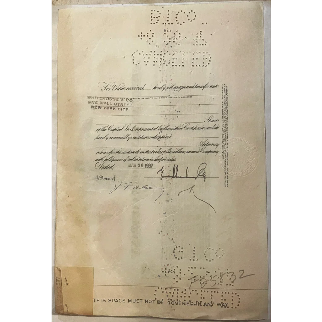 Rare American Bank Note Stock Certificates from the 1930s