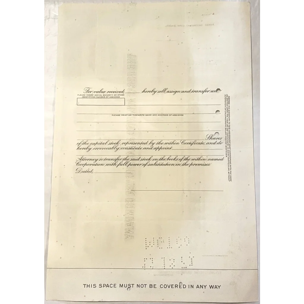 Rare A&P Stock Certificate Blue Vintage Collectible 1950s 1970s