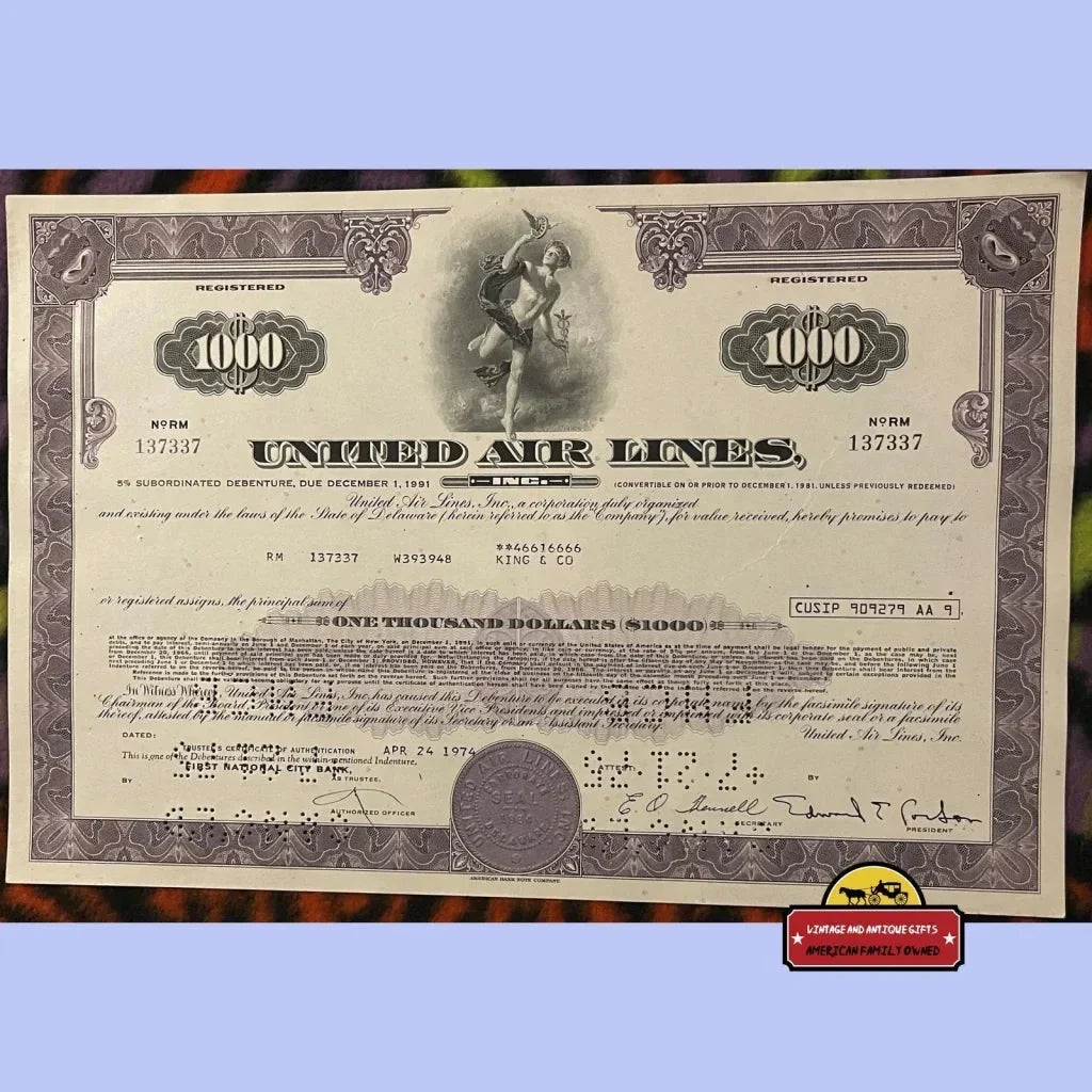 Rare United Air Lines Antique Stock Certificate Soars into View