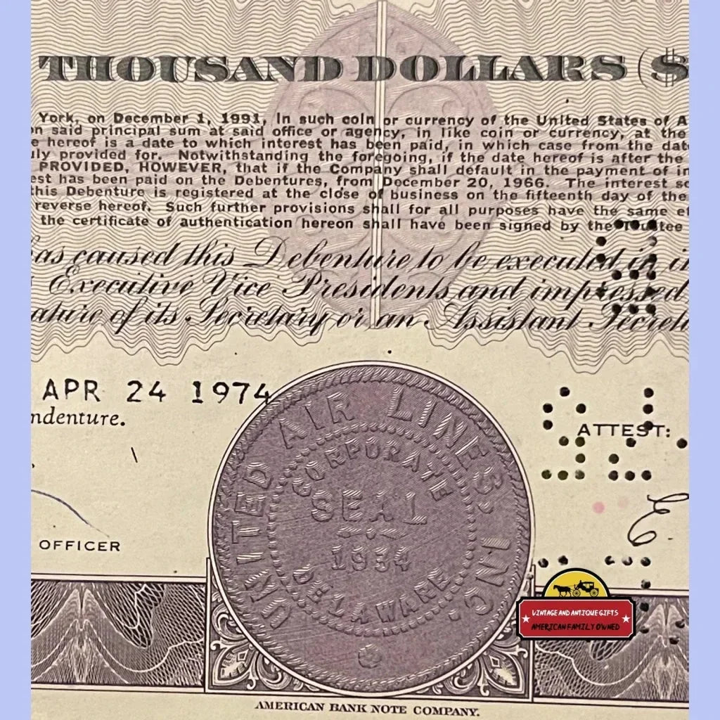 Rare United Air Lines Antique Stock Certificate Soars into View