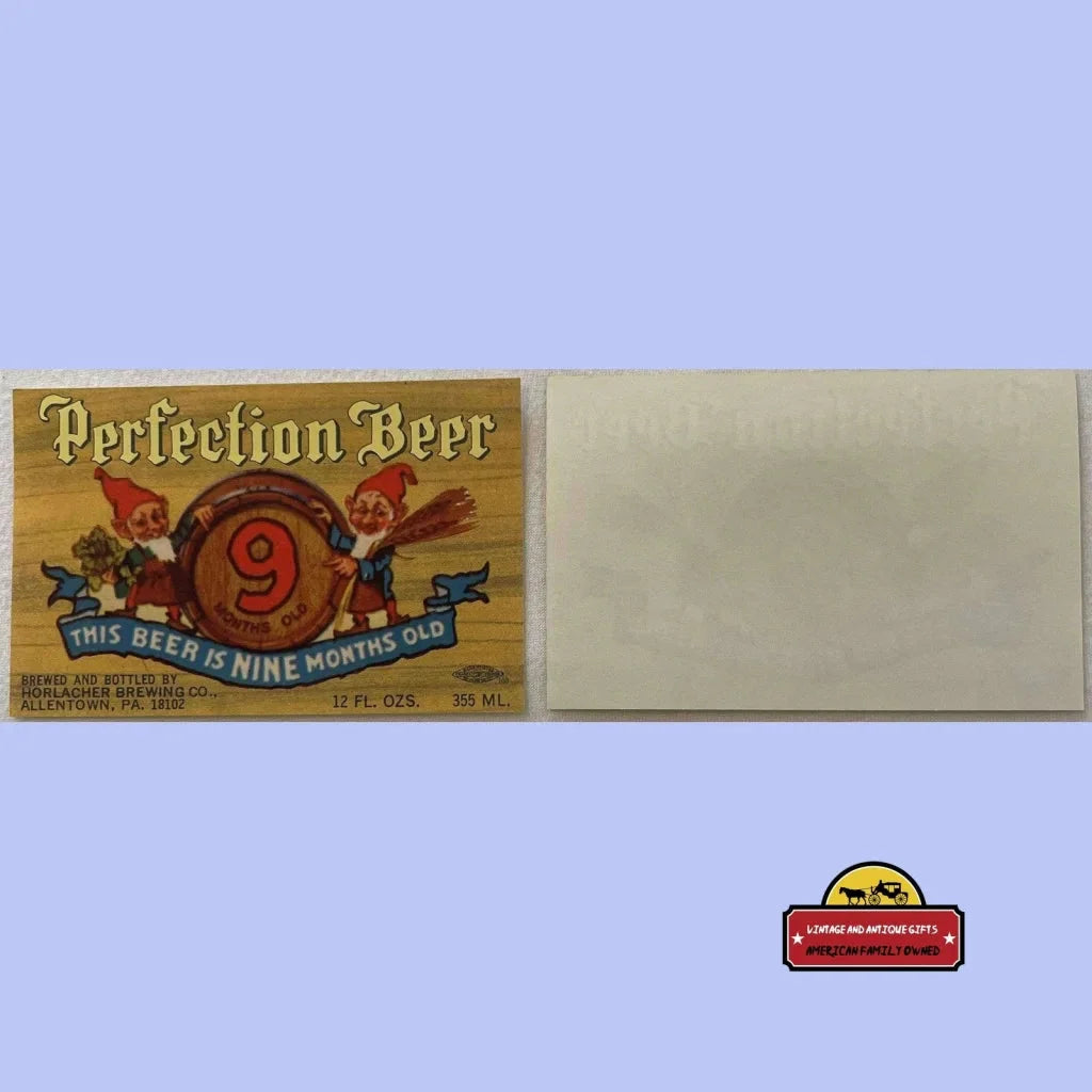 Rare 1960s Perfection Beer Label From Allentown PA