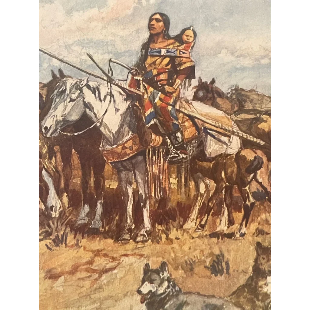 Captivating Charles Russell Vintage 1970s Art Print of Western Life