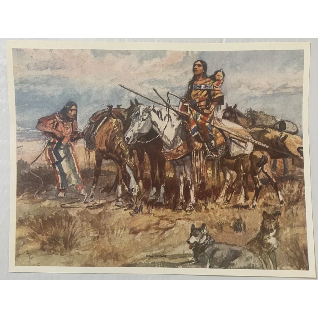 Captivating Charles Russell Vintage 1970s Art Print of Western Life