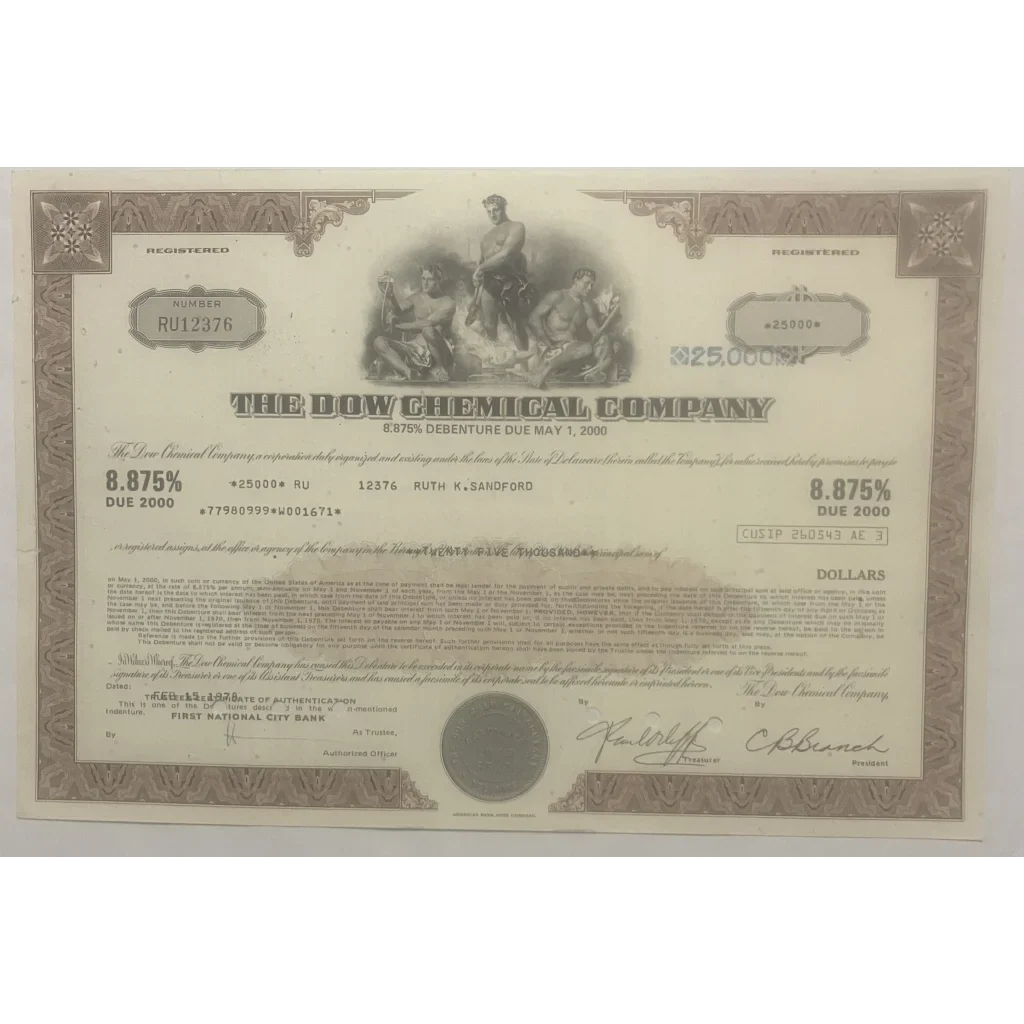 Rare Dow Chemicals Stock Certificate from the 1970s