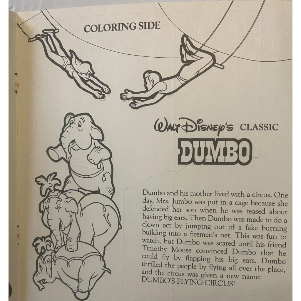 Vintage Walt Disney Dumbo Press Book Antique Gift from 1987
