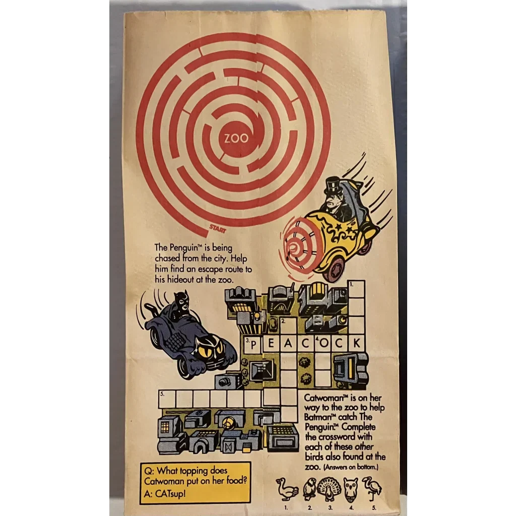 Rare 90s Batman Happy Meal Bag with Iconic Batmobile