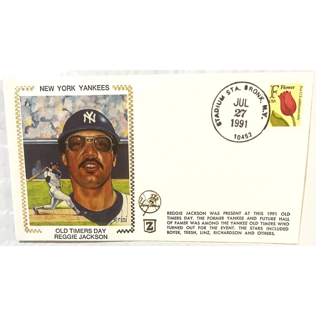 Rare 1991 Reggie Jackson Gold Embossed Yankees Collectible Envelope