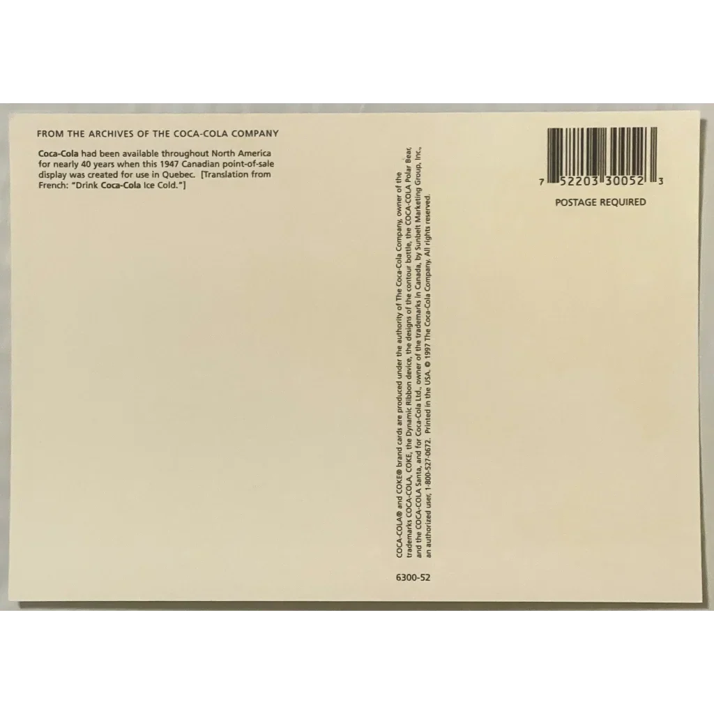 Rare 1997 Coke Coca Cola Glace Postcard Collectible Unveiled