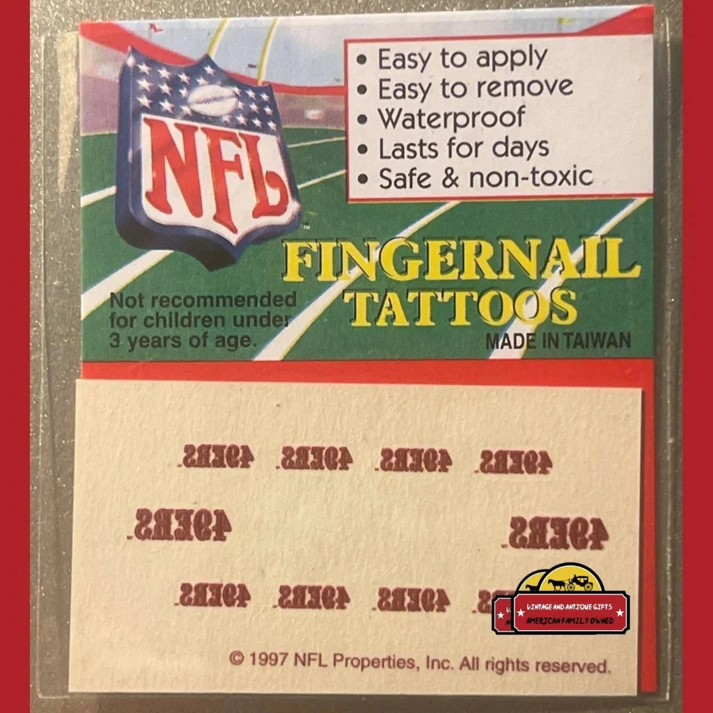 Vintage NFL Fingernail Tattoos San Francisco 49ers Fan Pack