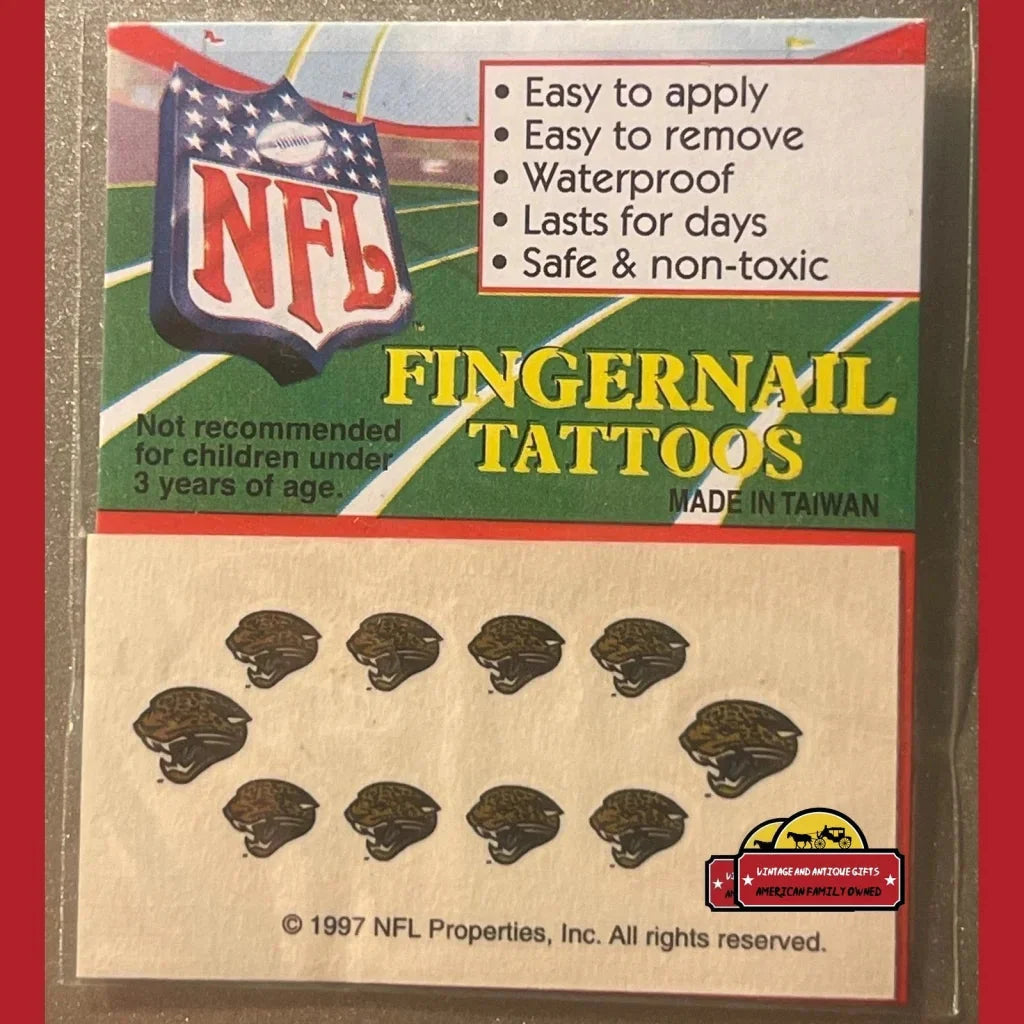 Vintage 1997 NFL Fingernail Tattoos Showcase Jacksonville Jaguars Pride