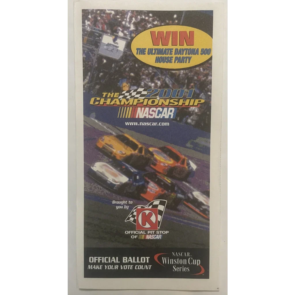 Rare 2001 Winston Cup Ballot NASCAR Collectible
