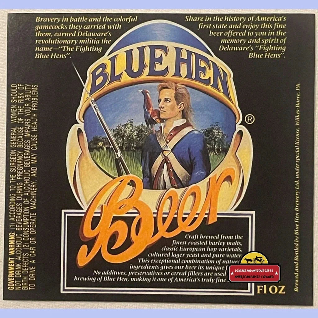 Rare Vintage Blue Hen Beer Label Celebrates Delaware's Fighting Spirit
