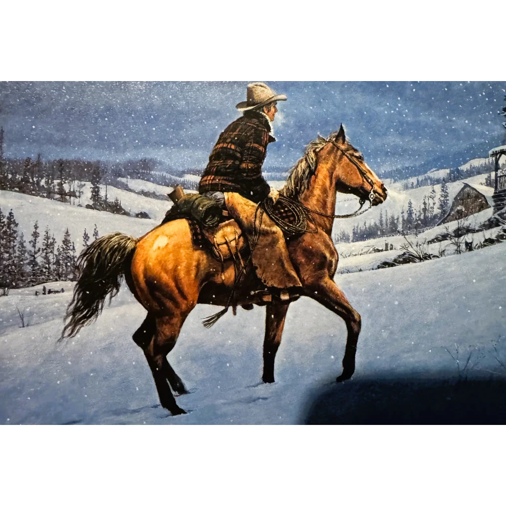 Vintage Cowboy Firewood Label Brings Winter Nostalgia to Life