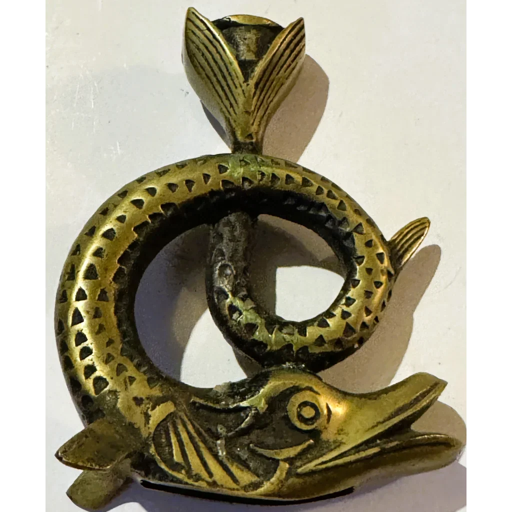 Vintage French Bronze Fish Candlestick Swims into Your Collection