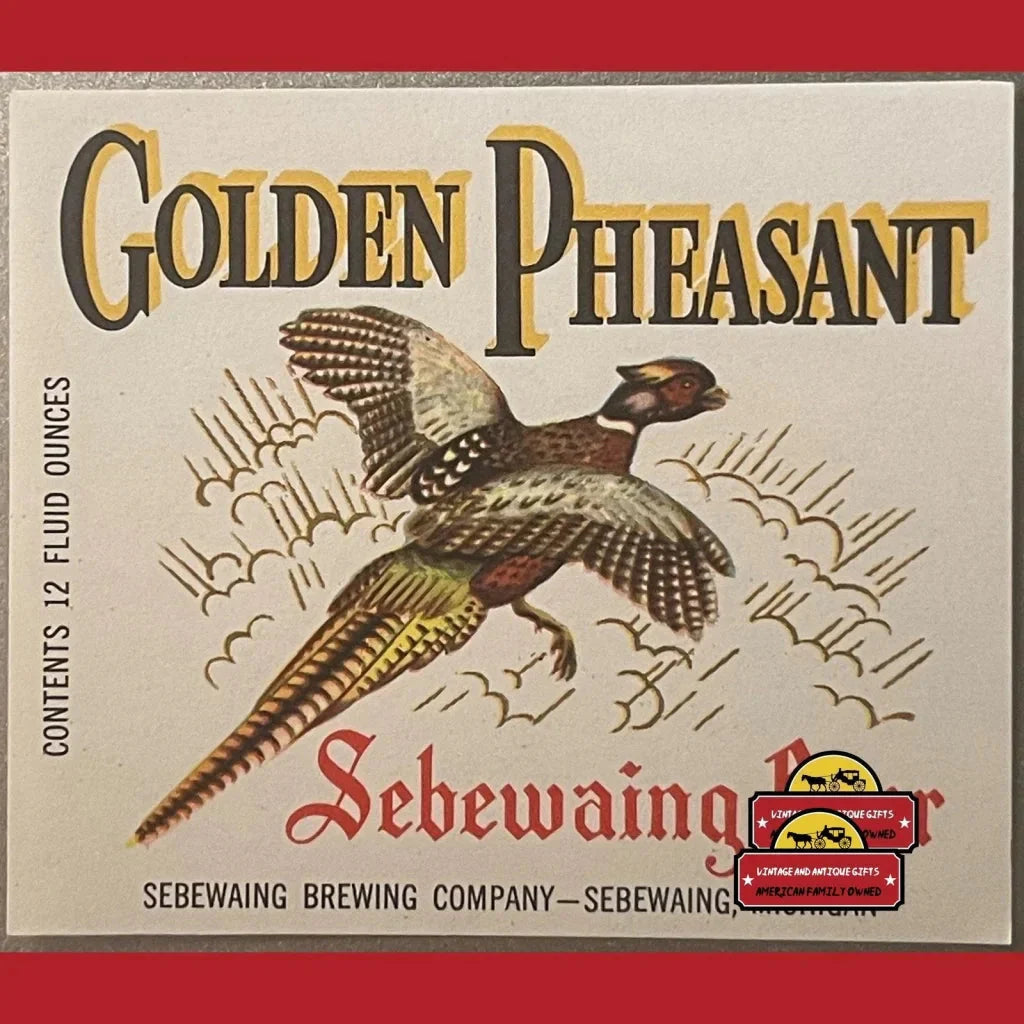 Rare 1960s Golden Pheasant Beer Label from Michigan Brewery