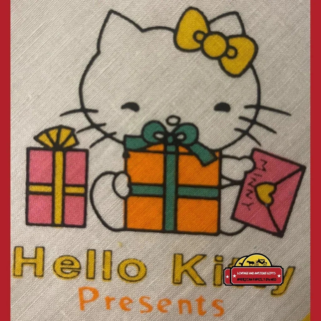 Rare 1980s Hello Kitty Cotton Cloth Napkin Handkerchief Treasure