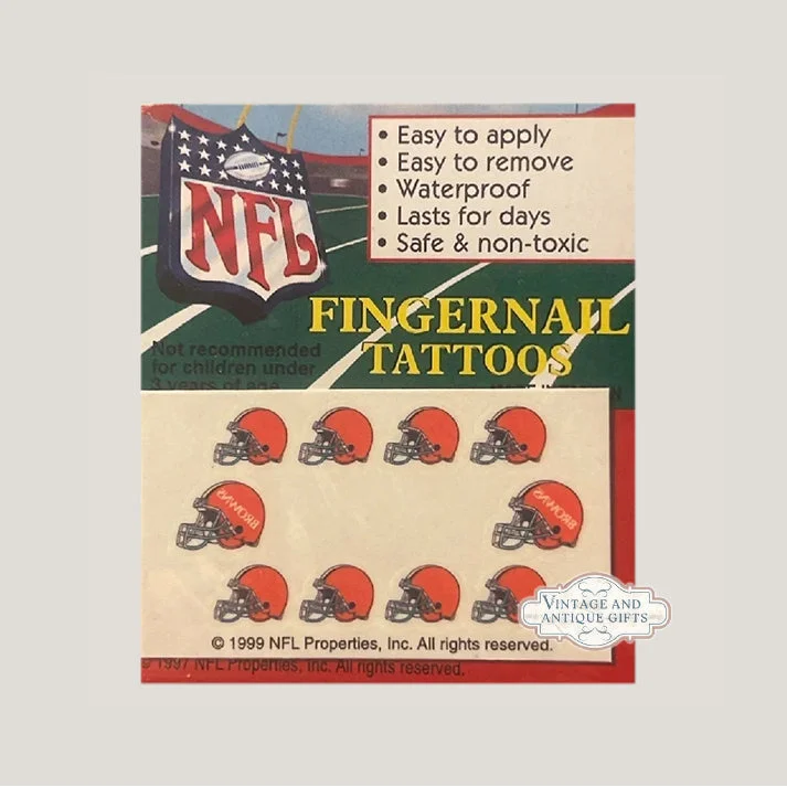 Vintage NFL Fingernail Tattoos Unleash Browns Fan Spirit