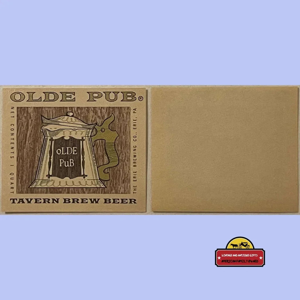 Rare Vintage Beer Label from Erie Brewing Company's Olde Pub Era