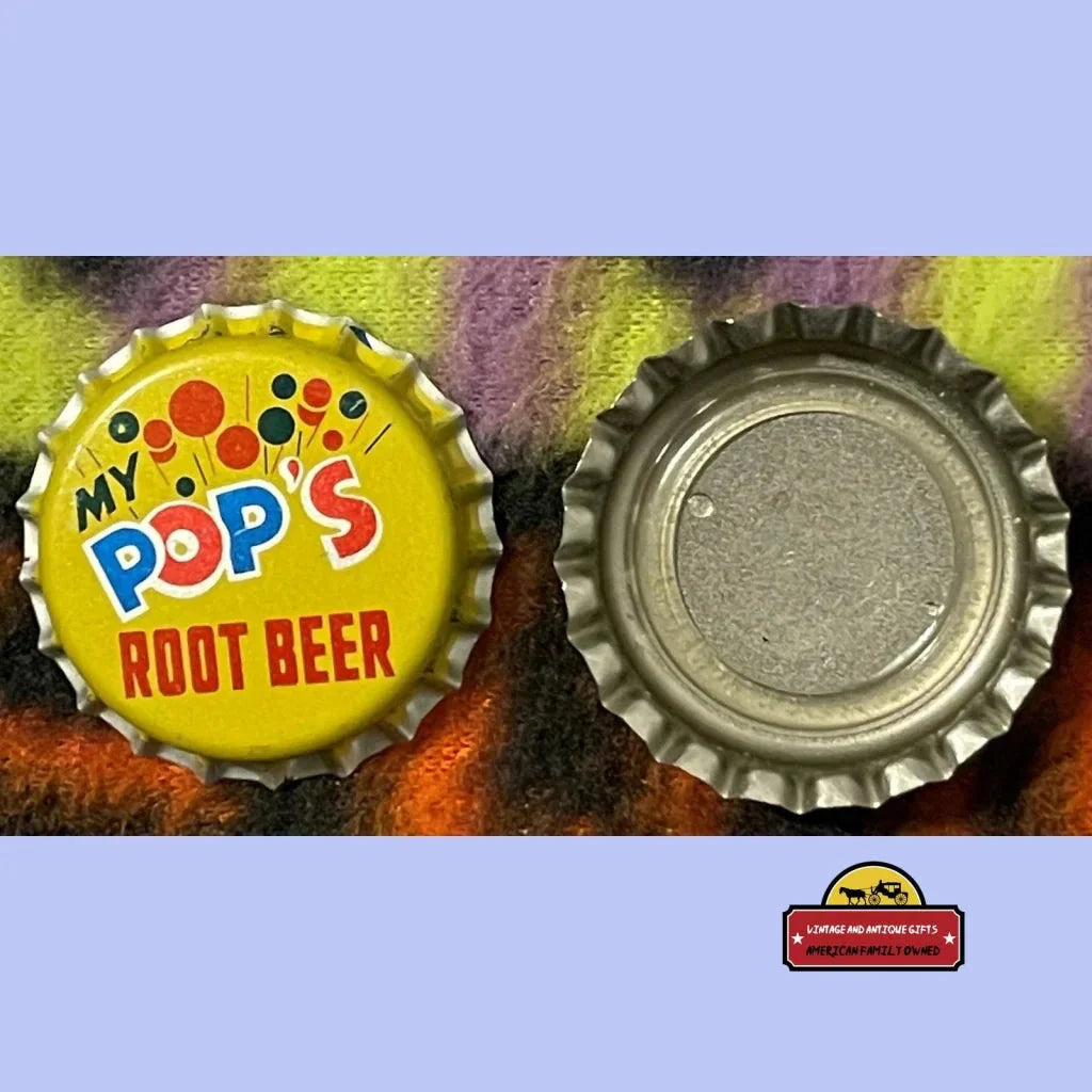 Rare 1960s My Pops Root Beer Bottle Cap with Festive Design