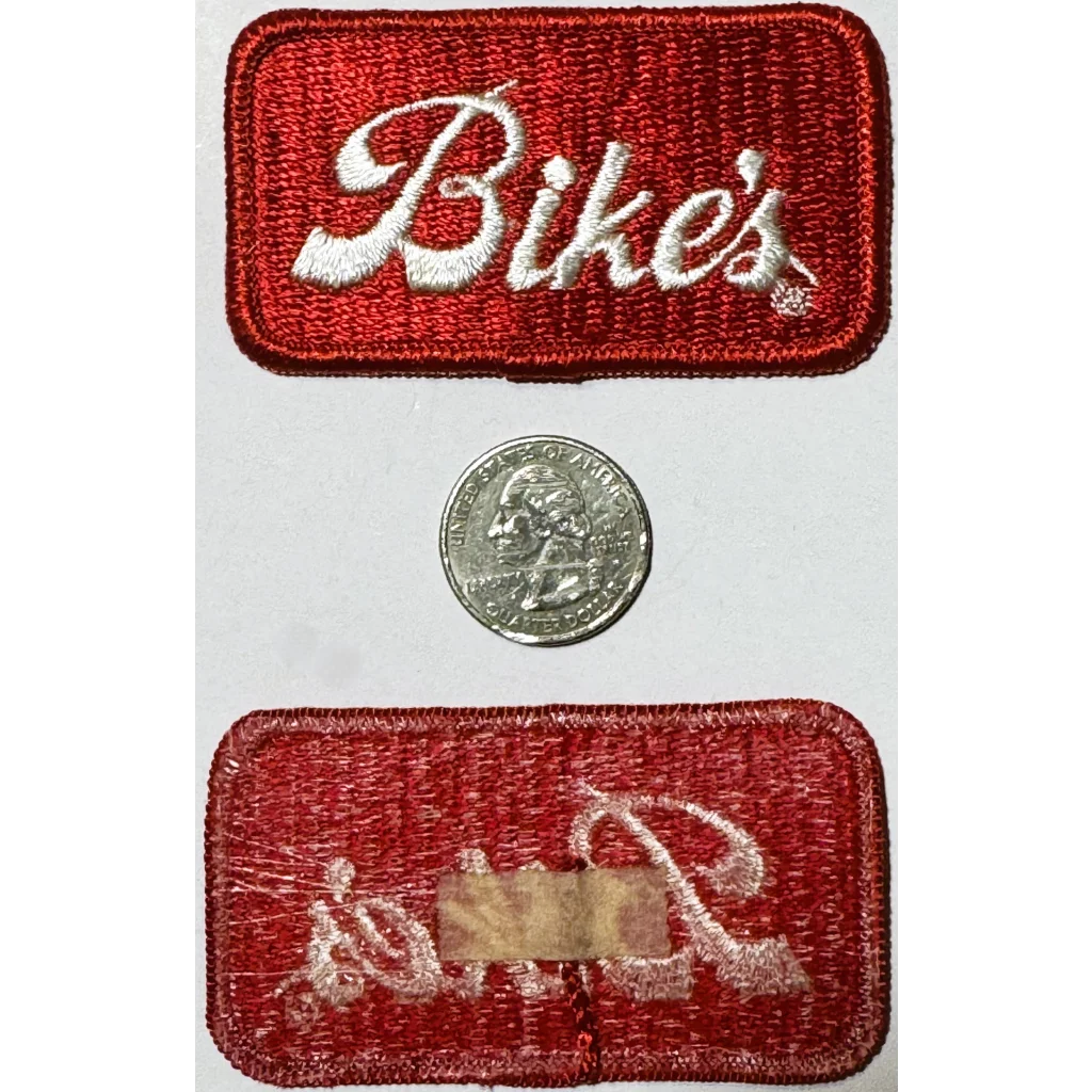 Vintage Red Bikes Embroidered Patch with White Script Lettering