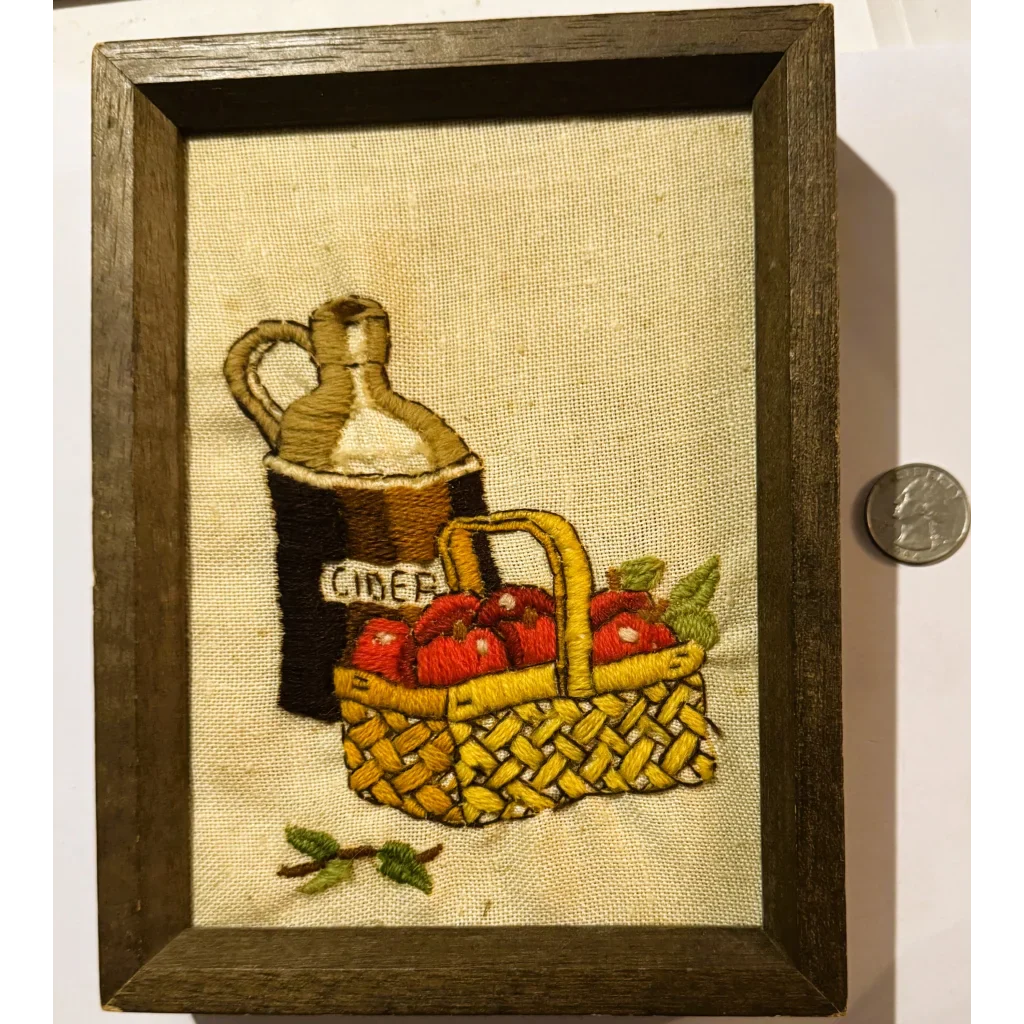 Vintage Sunset Designs Crewel Embroidery Cider Jug Art