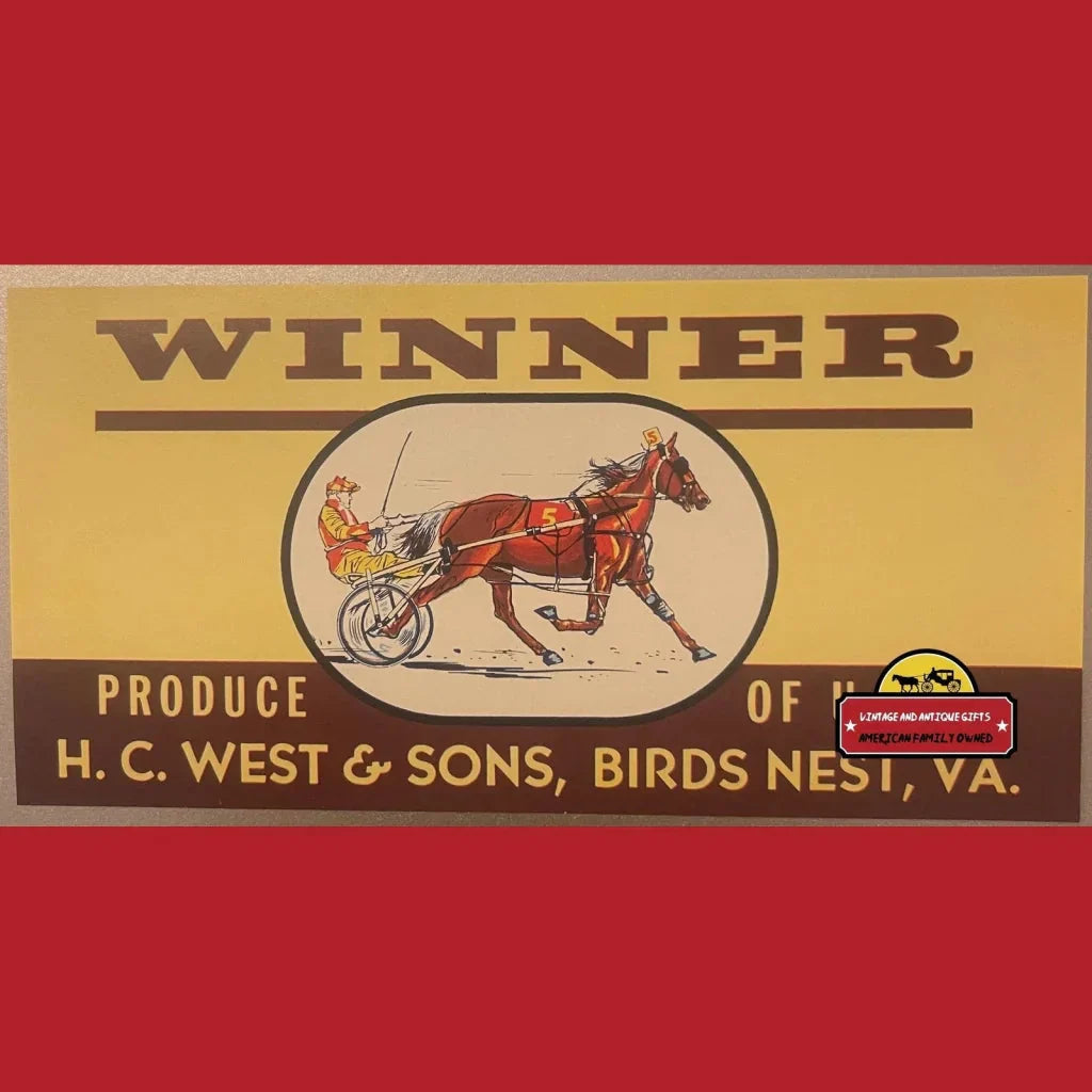 Rare 1950s Winner Crate Label Vintage Collectible Art