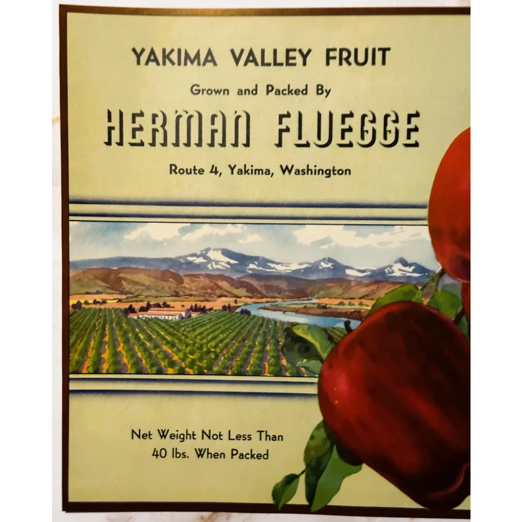 Vintage Yakima Valley Fruit Label Showcases Herman Fluegge's Legacy
