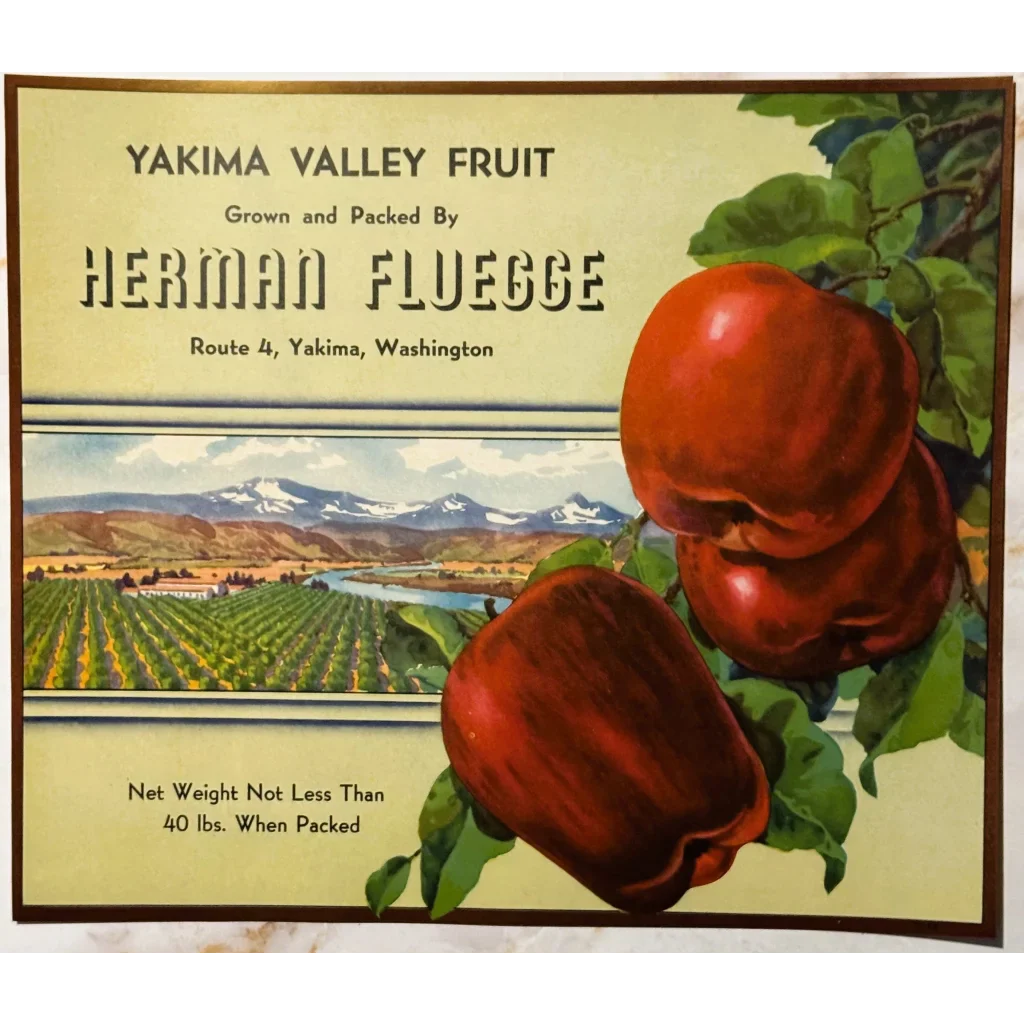 Vintage Yakima Valley Fruit Label Showcases Herman Fluegge's Legacy