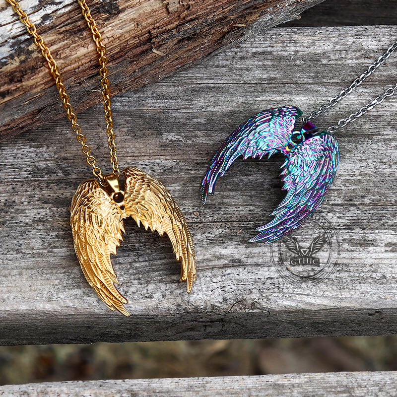 Vintage Angel Wings Stainless Steel Pendant