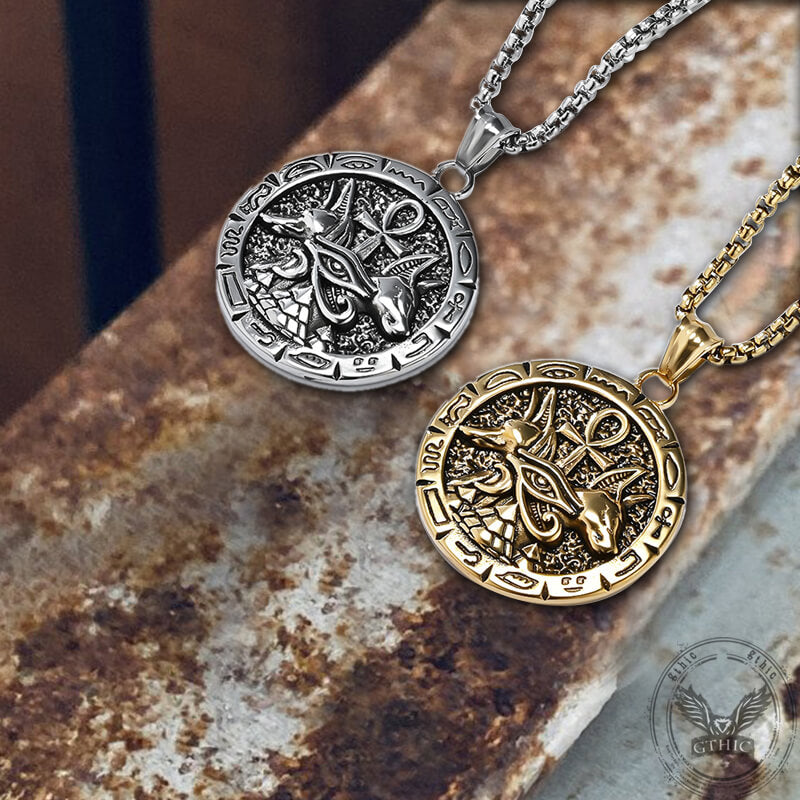 Vintage Anubis Ankh Cross Stainless Steel Pendant