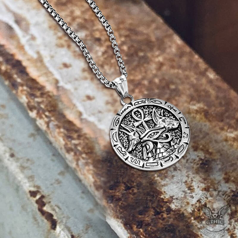 Vintage Anubis Ankh Cross Stainless Steel Pendant
