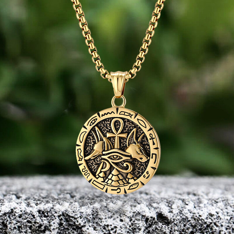 Vintage Anubis Ankh Cross Stainless Steel Pendant