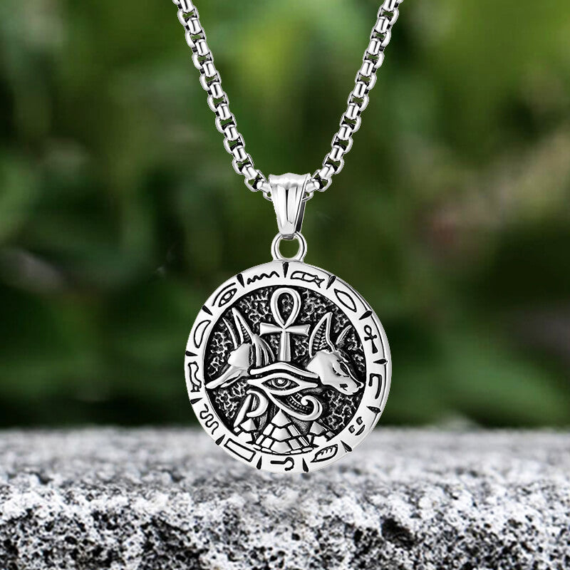 Vintage Anubis Ankh Cross Stainless Steel Pendant